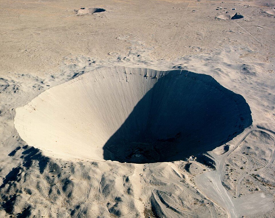 Aerial view of the Sedan Crater at the Nevada Test Site